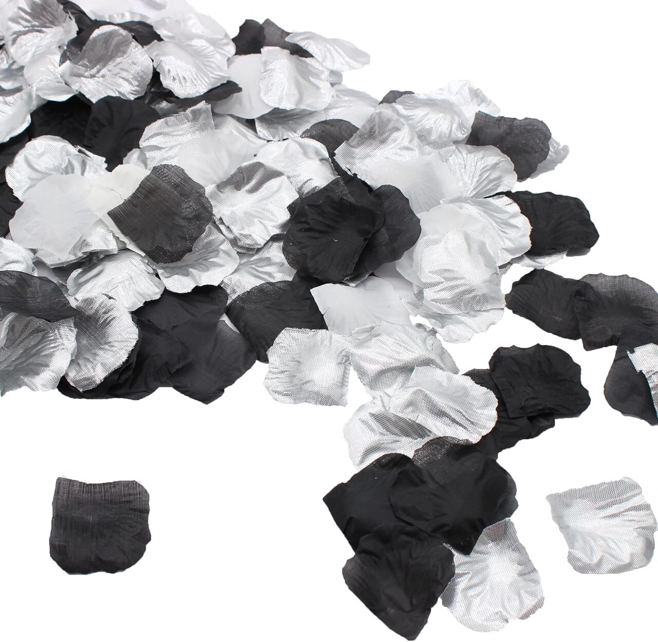 900PCS Silver Black White Artificial Flowers Silk Rose Petals Flower Girl Scatter Petals for Wedding